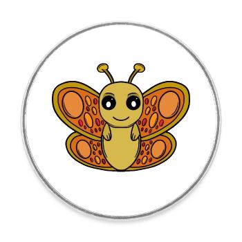 Sunny Chibi Butterfly - Round  fridge magnet - white - Front