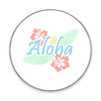Aloha-tropische Sommerblumen - Runder Kühlschrankmagnet - Weiß - Vorne