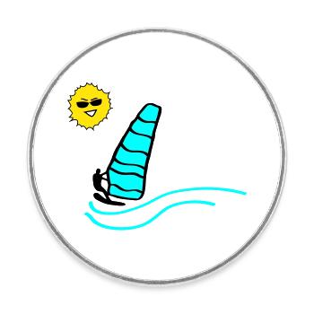 Surfer Sonne - Runder Kühlschrankmagnet - Weiß - Vorne