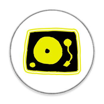 Record player - Round  fridge magnet - white - Front