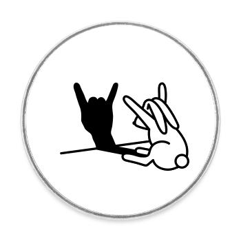 Rabbit Shadow Hand ROCK Music HARD ROCK Fan - Round  fridge magnet - white - Front