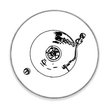 Record player - Round  fridge magnet - white - Front