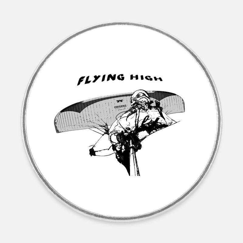Parapente volant haute conception - Magnet rond - blanc