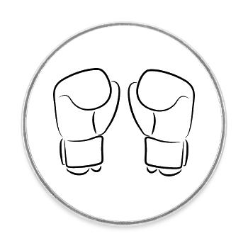 Kickboxhandschuhe - Runder Kühlschrankmagnet - Weiß - Vorne