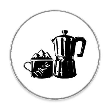 Coffee Hike - Mountain Espresso [Black] - Round  fridge magnet - white - Front