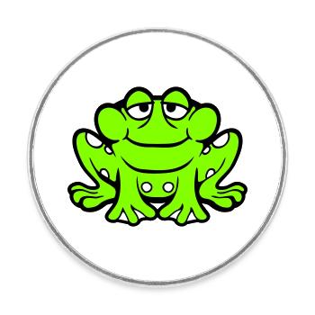 Frog toad smiles funny sitting comic happy - Round  fridge magnet - white - Front