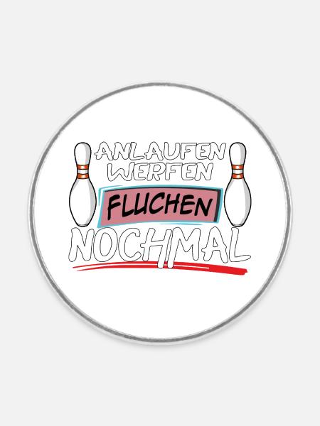 Anlaufen Werfen Fluchen Nochmal Bowling - Runder Kühlschrankmagnet - Weiß