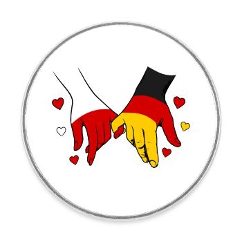 Polen_Deutschland_Flagge_Händehalten - Magnet rond - blanc - Devant