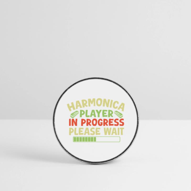 Funny Harmonica Player In Progress Harmonica Runder Kühlschrankmagnet