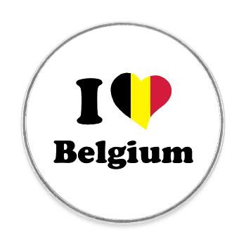 I love Belgium - J'aime la Belgique - Magnet rond - blanc - Devant