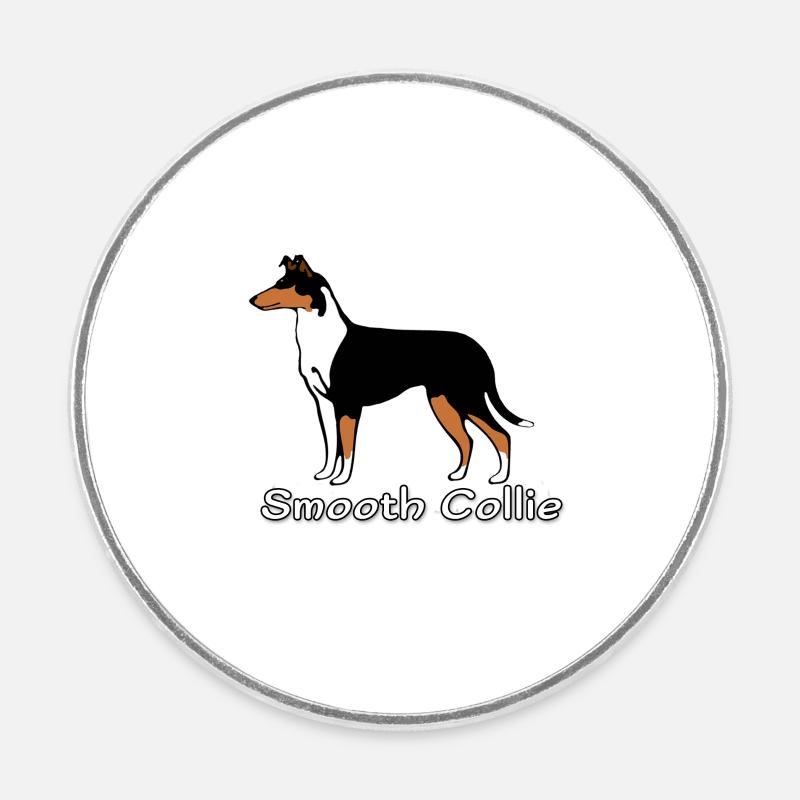 Smooth Collie tricolour - Round  fridge magnet - white