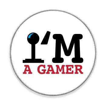 A Gamer Bold Typography - Round  fridge magnet - white - Front