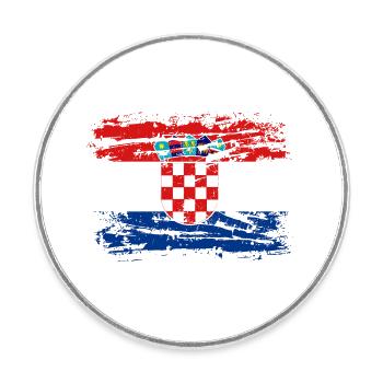 Kroatien Flagge Adria Zagreb Kroatische Fahne - Runder Kühlschrankmagnet - Weiß - Vorne