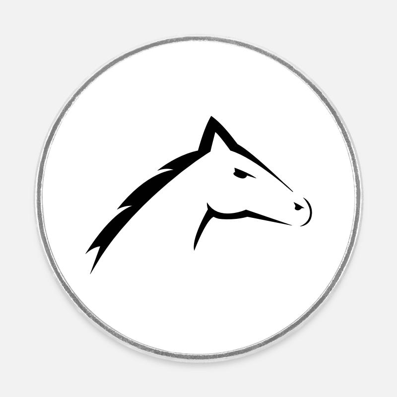 Pferde Kopf | Horse Head Silhouette Design - Runder Kühlschrankmagnet - Weiß