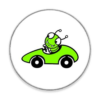 Caterpillar Worm Racing Car Racing Car Fast Driving Sports - Round  fridge magnet - white - Front