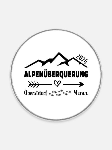 Alpenüberquerung E5 2026 Oberstdorf Meran - Runder Kühlschrankmagnet - Weiß