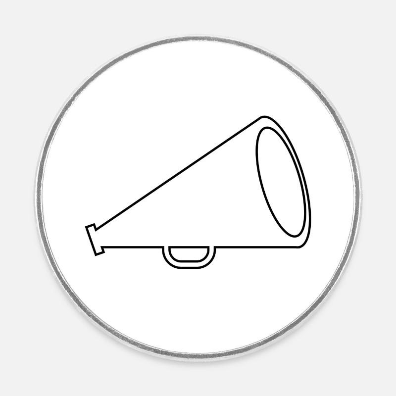 Mégaphone - Magnet rond - blanc