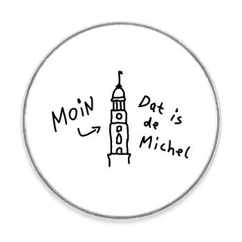 Moin Hamburg Michel Plattdeutsch - Runder Kühlschrankmagnet - Weiß - Vorne