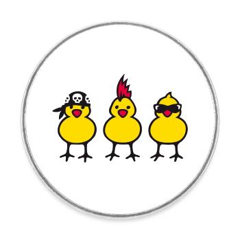 Three Chicks - Runder Kühlschrankmagnet - Weiß - Vorne