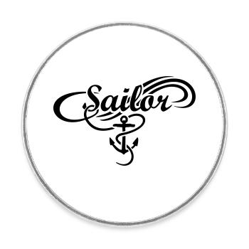 Sailor Anker Waves Segler Segel Segeln - Runder Kühlschrankmagnet - Weiß - Vorne