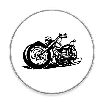 Chopper / motorcycle - Round  fridge magnet - white - Front