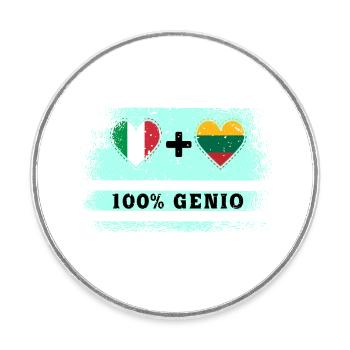 Italy and Lithuania 100% genius flag - Round  fridge magnet - white - Front
