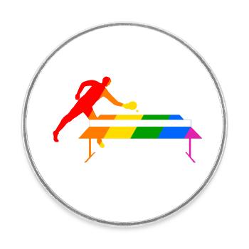 Tennis de table arc-en-ciel - Magnet rond - blanc - Devant