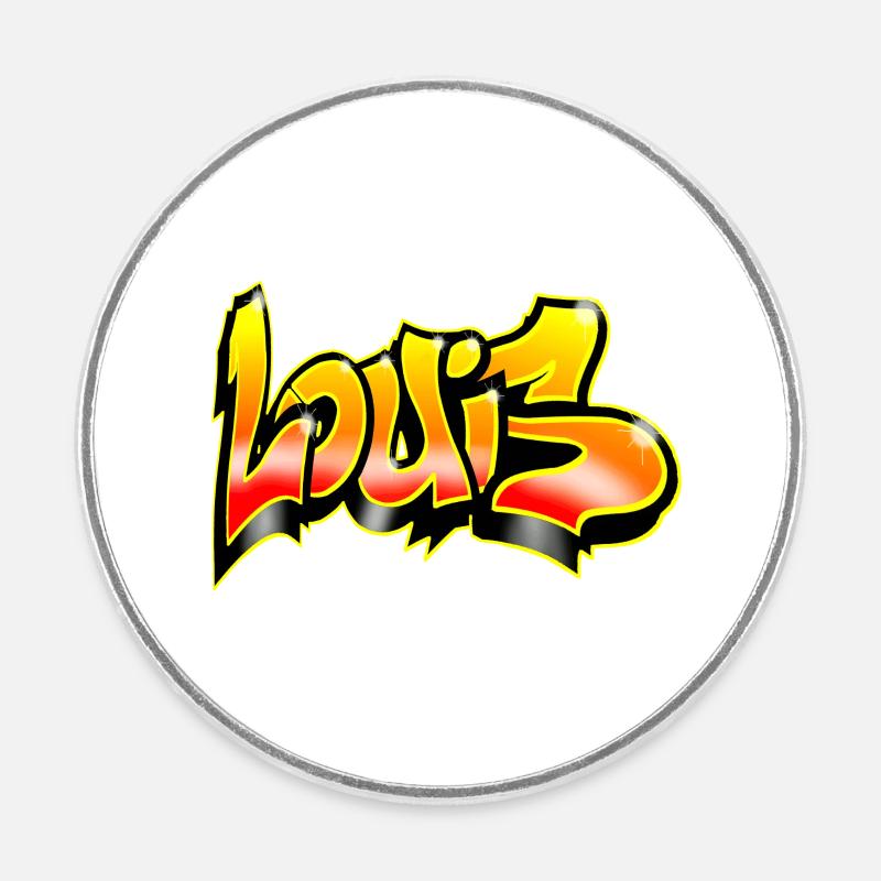 Louis Graffiti Yellow Red - Round fridge magnet - white