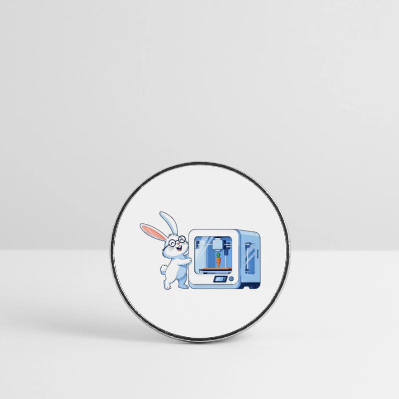 Funny Rabbit Nerd Programmer 3D Printer Round  fridge magnet
