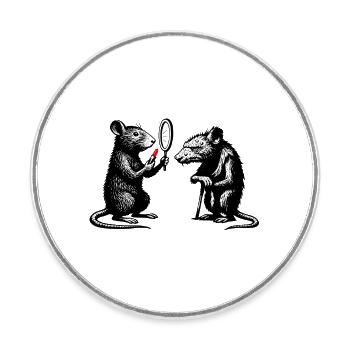 Rat Noir Mirror Duel - Round  fridge magnet - white - Front