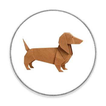 Origami Dachshund Noble Brown - Round  fridge magnet - white - Front