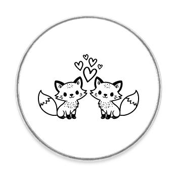 Amour du couple renard - Magnet rond - blanc - Devant