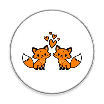 Amour du couple renard - Magnet rond - blanc - Devant