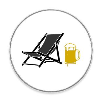 Beach Chair Beer Colored Vector - Round  fridge magnet - white - Front