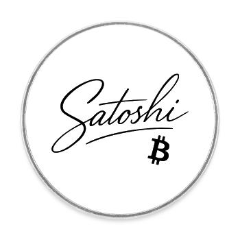 Satoshi Bitcoin Lettering Design Black - Round  fridge magnet - white - Front