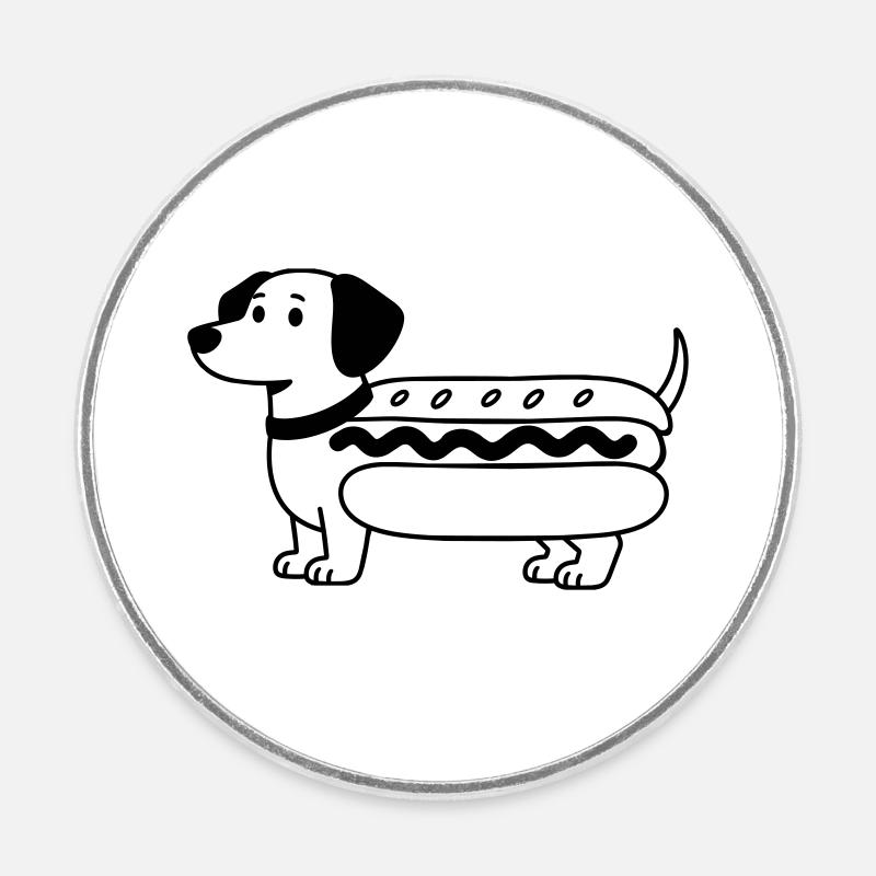 hot-dog - Magnet rond - blanc