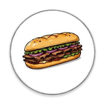Illustration de sandwich - Magnet rond - blanc - Devant