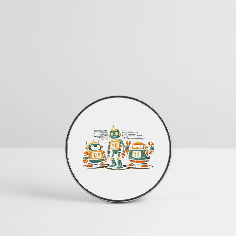Geek Robots Binary Code Computer Science IT Round  fridge magnet