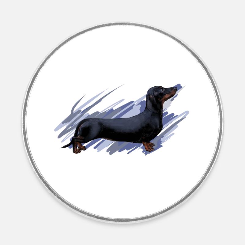Dachshund - Round fridge magnet - white