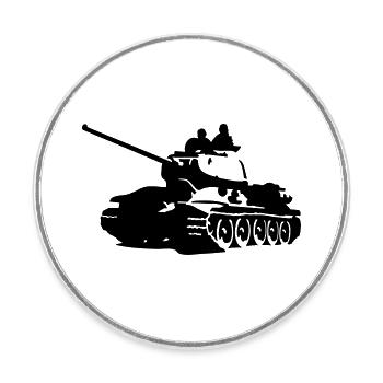 Tank T-34 - Round  fridge magnet - white - Front