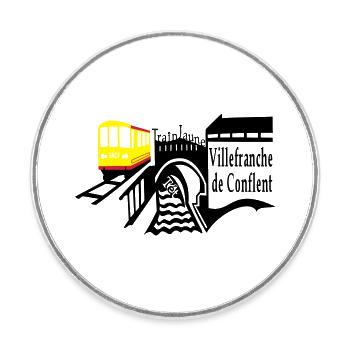 le petit train jaune - Magnet rond - blanc - Devant