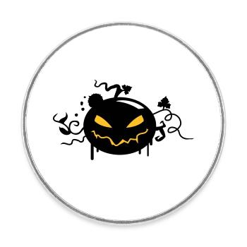 citrouille d'halloween noir avec des yeux brillants - Magnet rond - blanc - Devant