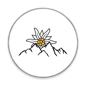Sun mountain flower Edelweiss - Round  fridge magnet - white - Front