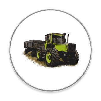 MB trac 1600 turbo with trailer - Round  fridge magnet - white - Front