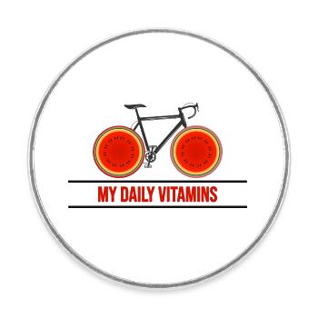 Fahrrad Fahrradkette "bike vitamins" Rennrad - Runder Kühlschrankmagnet - Weiß - Vorne