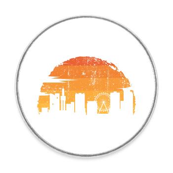 Sonnenuntergang Skyline Silhouette - Runder Kühlschrankmagnet - Weiß - Vorne