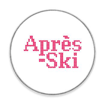 Après-ski Knit Ski Holiday Winter Party Holiday Fan - Round  fridge magnet - white - Front