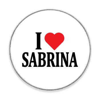 T-Shirt I love Sabrina T-Shirt Geschenkidee - Runder Kühlschrankmagnet - Weiß - Vorne