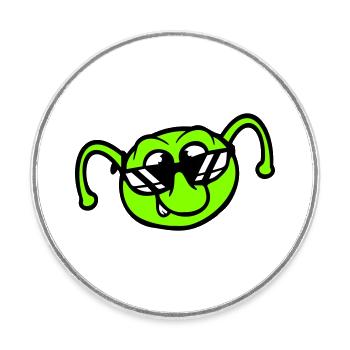 Lunettes de soleil Caterpillar, sourire cool, effronté, amusant, bande dessinée - Magnet rond - blanc - Devant