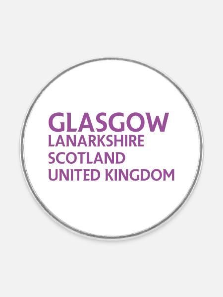 Glasgow – Scotland Textdesign - Runder Kühlschrankmagnet - Weiß